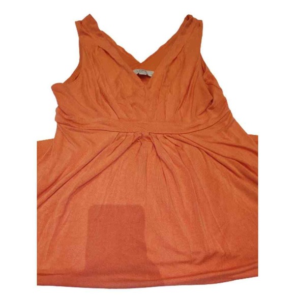 Women's Summer Casual V Neck Orange Sleeveless T-shirt Blouse - Size XS - Picture 1 of 4